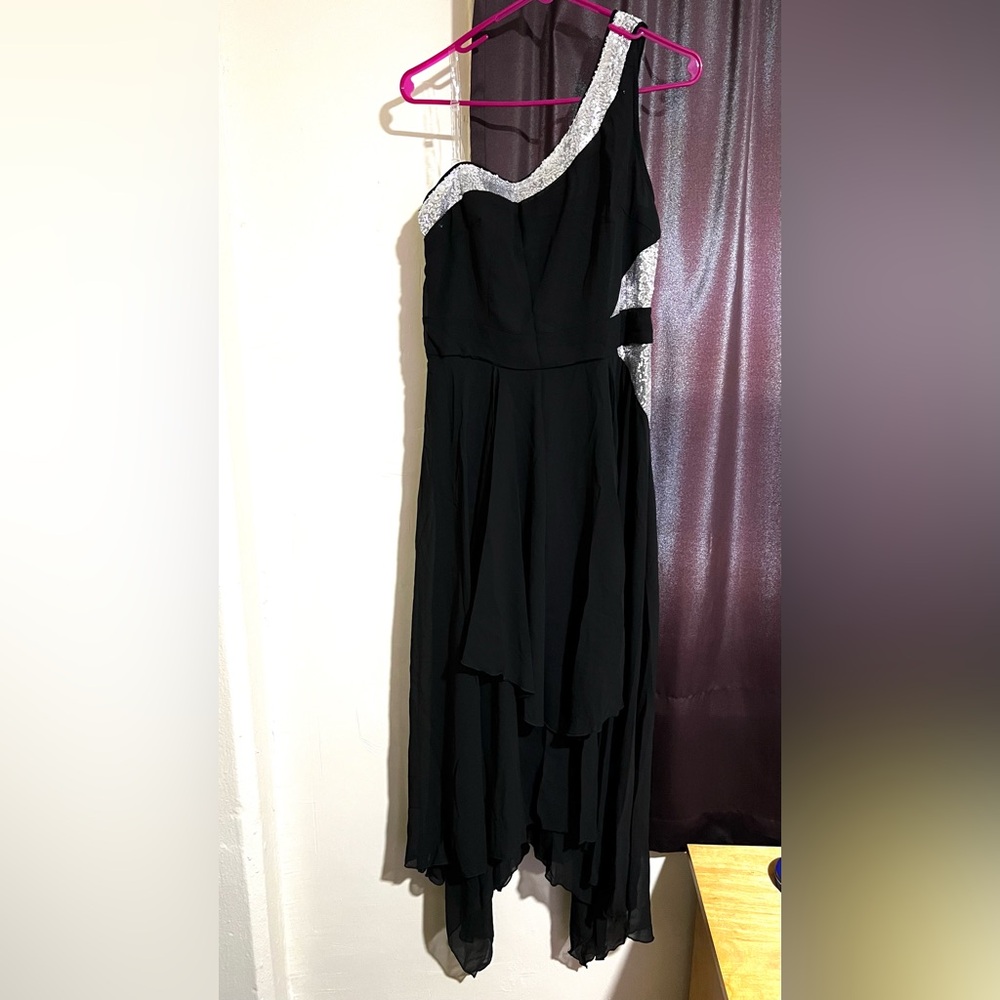 Black and silver sequin dress